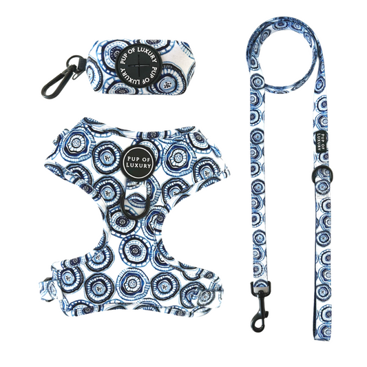 Bundle | Santorini | Dog Harness + Leash + Poop Bag